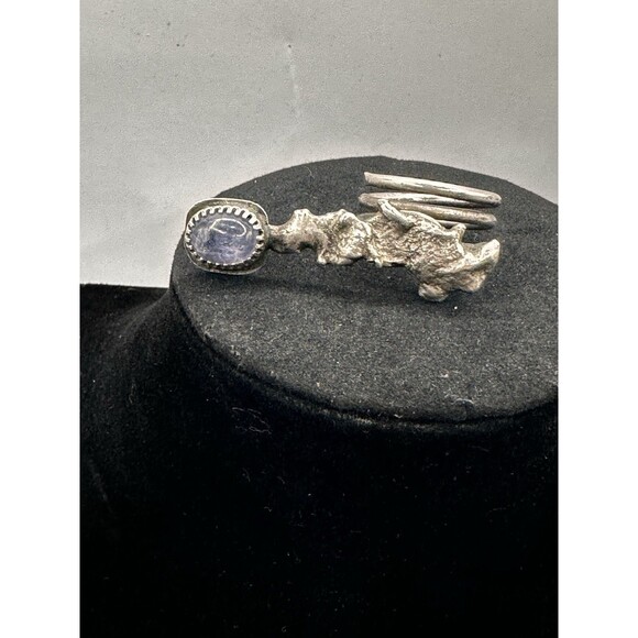 Artisan Handcrafted Tanzanite Ring Size 6.25 Adjustable Sterling Silver Unique - Picture 6 of 15